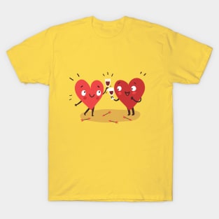 Two happy hearts in love drinking red wine T-Shirt